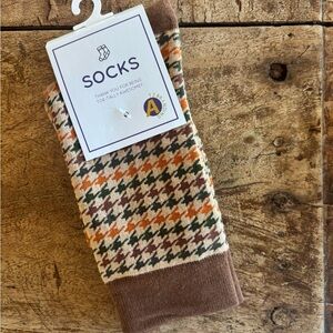 Brown and Orange Houndstooth Socks